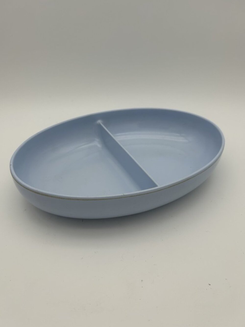 Vintage 1970s Watertown Lifetime Ware Blue Melamine Divided Serving Bowl Dish